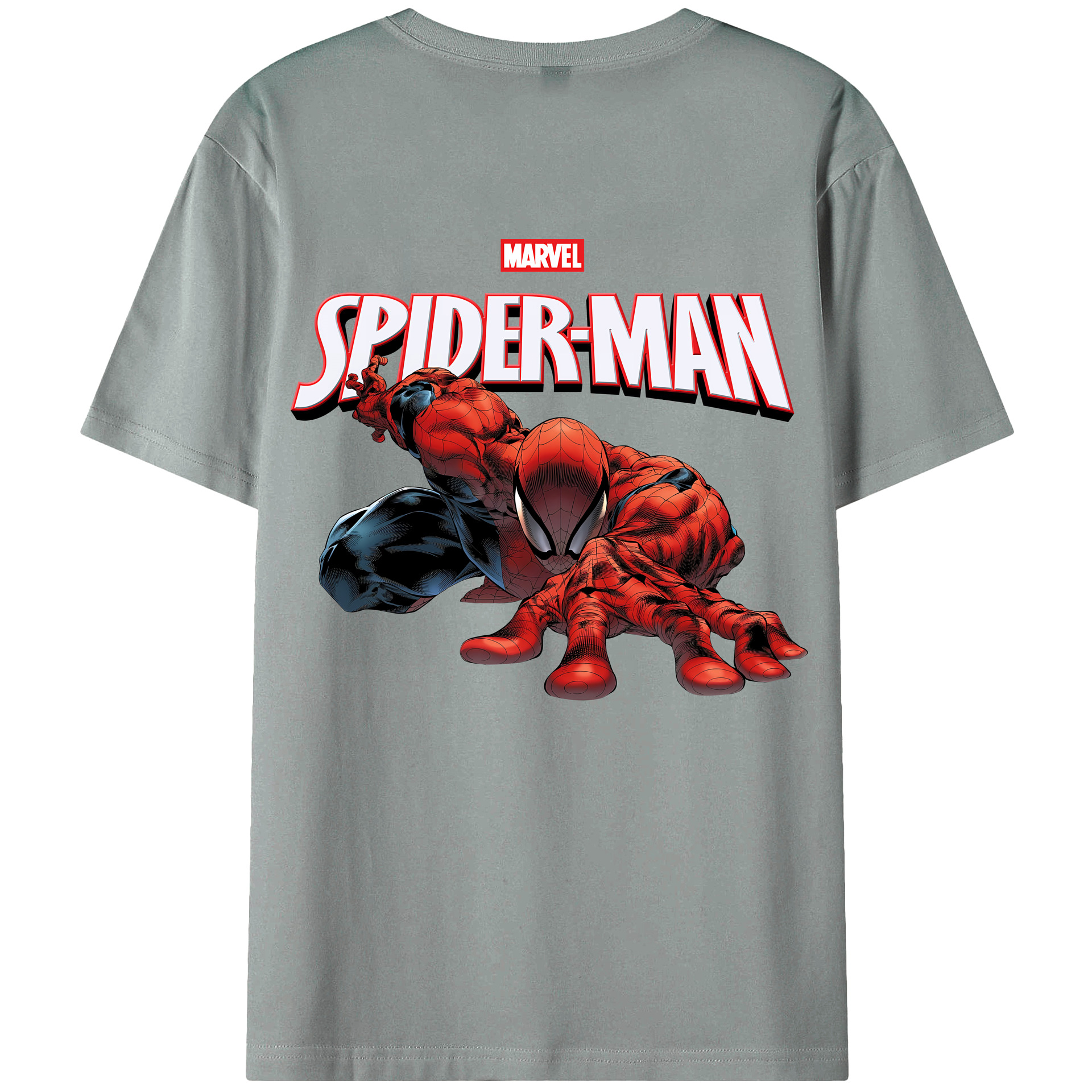 （画像用） Spider Man スパイダーマン 綿100％ メンズ半袖Tシャツ（バックプリント） 通気性